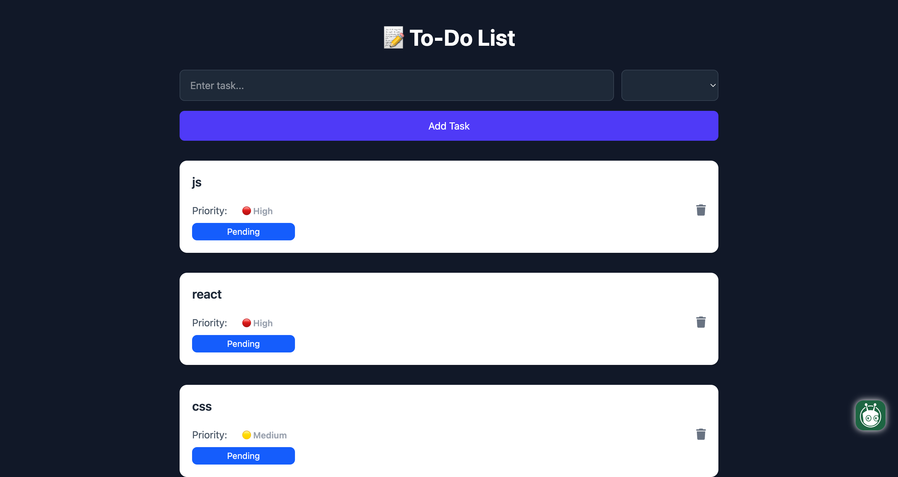To-Do List homepage
